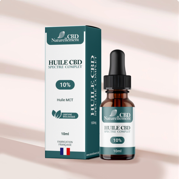 Fiole d’huile de CBD à spectre complet 1000 mg avec packaging –Naturellement CBD