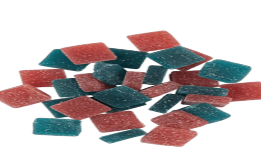 Gummies CBD THC colorés sur fond neutre - composition dosage réglementation - naturellement CBD