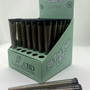 Boîte présentoir de 36 pré-rolls CBD au Damiana – sans tabac, THC < 0,3 %
